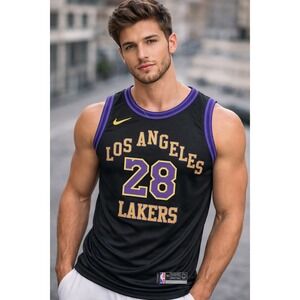 NBA Howell #28 Los Angeles Lakers Basketball Swingman Jersey Size 50 Black Gold